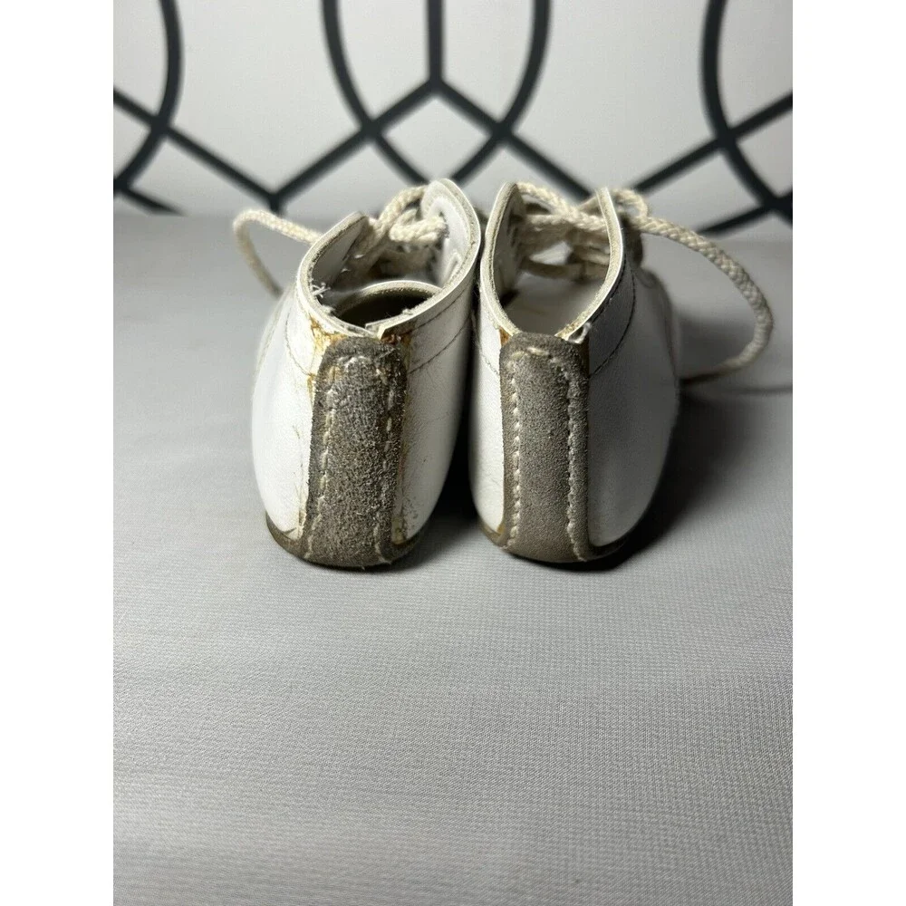 Antique Vintage Darling Baby Shoes With Bells White Size 4 Leather